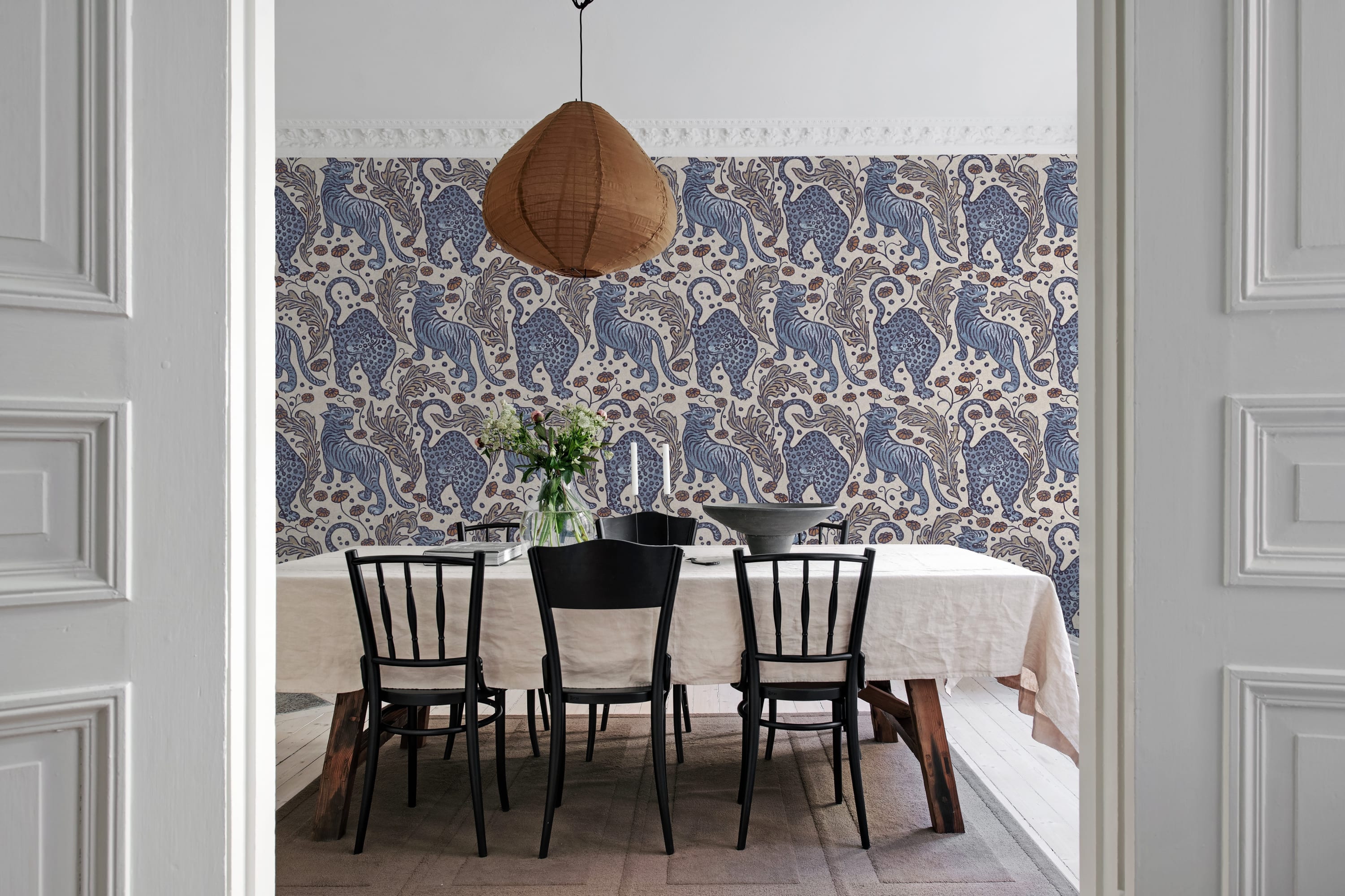 Tapet bold tigers, blue, rebel walls