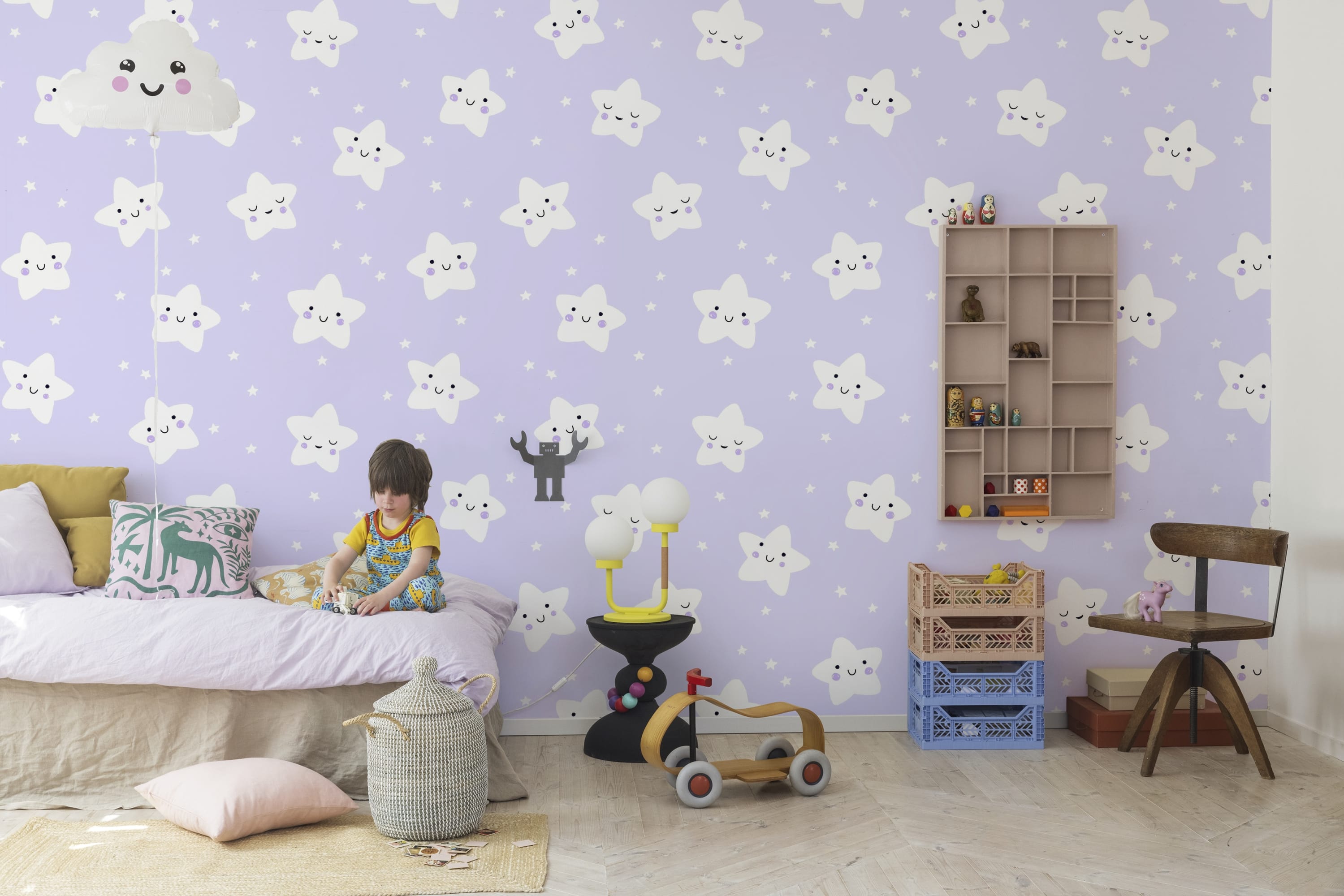 Tapet cute stars, lilac, rebel walls