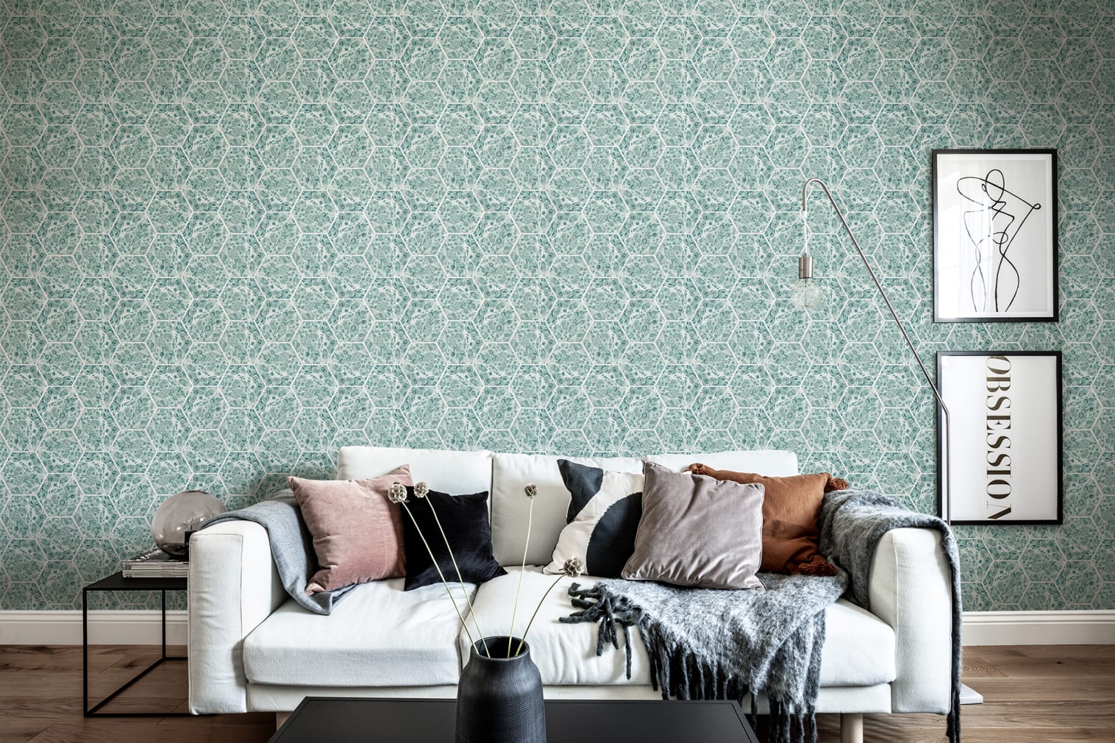 Tapet Marbled Hexagon Tiles, Green, Rebel Walls, 5 mp / rola  image0