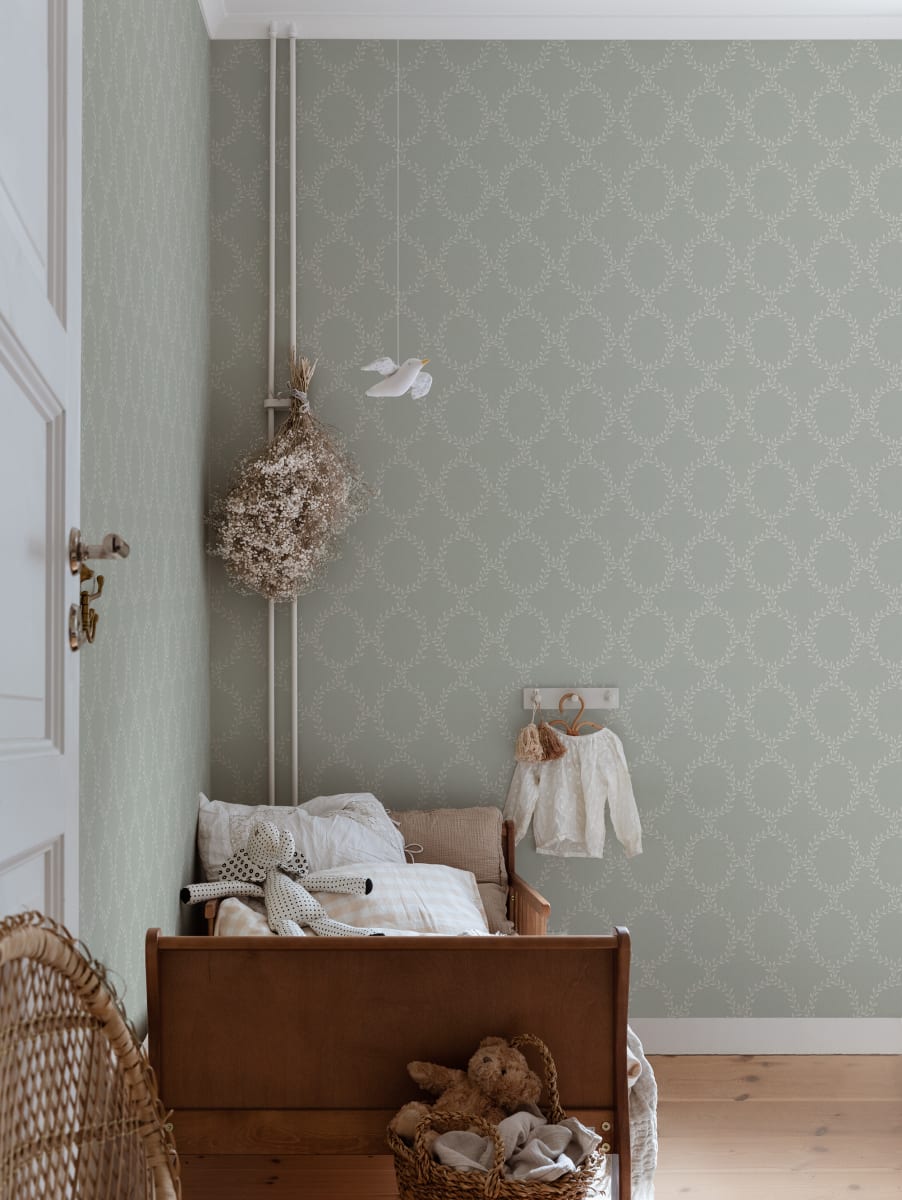 Tapet lavabil wilma sage green, sandberg, 5.3mp / rola 