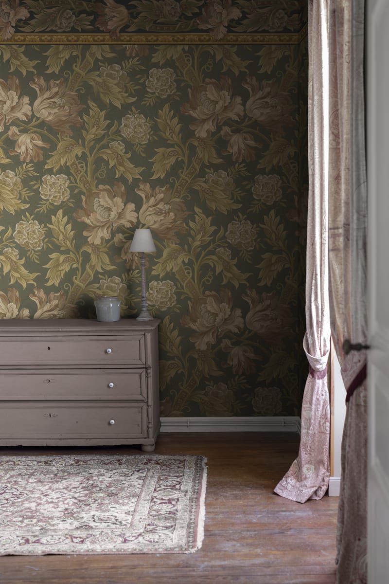 Tapet lavabil esther forest green, sandberg 