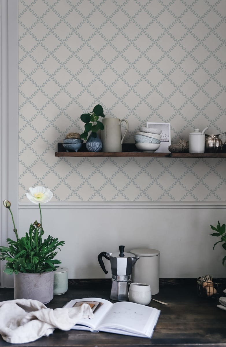 Tapet lavabil trellis misty blue, sandberg, 5.3mp / rola 
