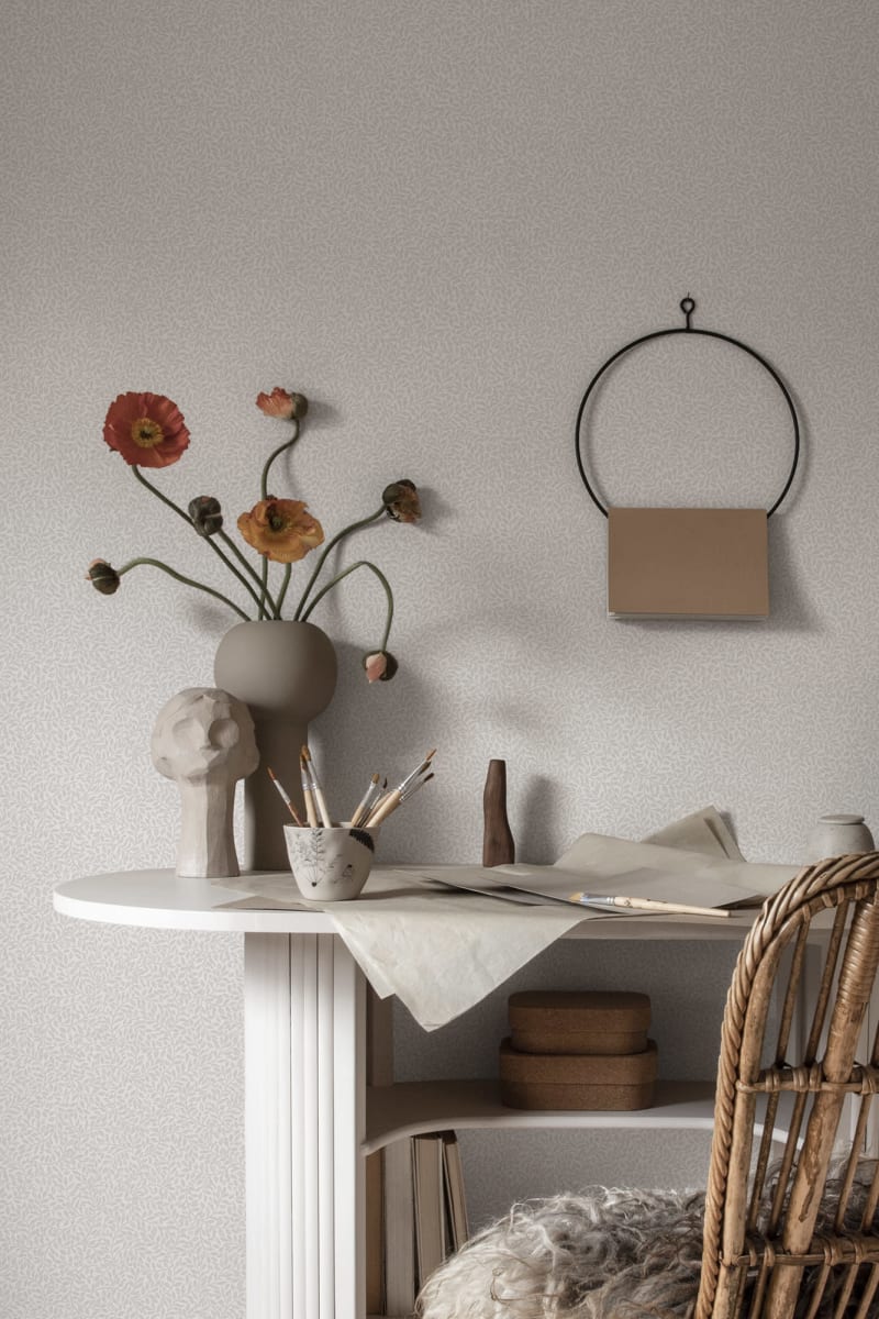 Tapet lavabil bladverk gray, sandberg, 5.3mp / rola 