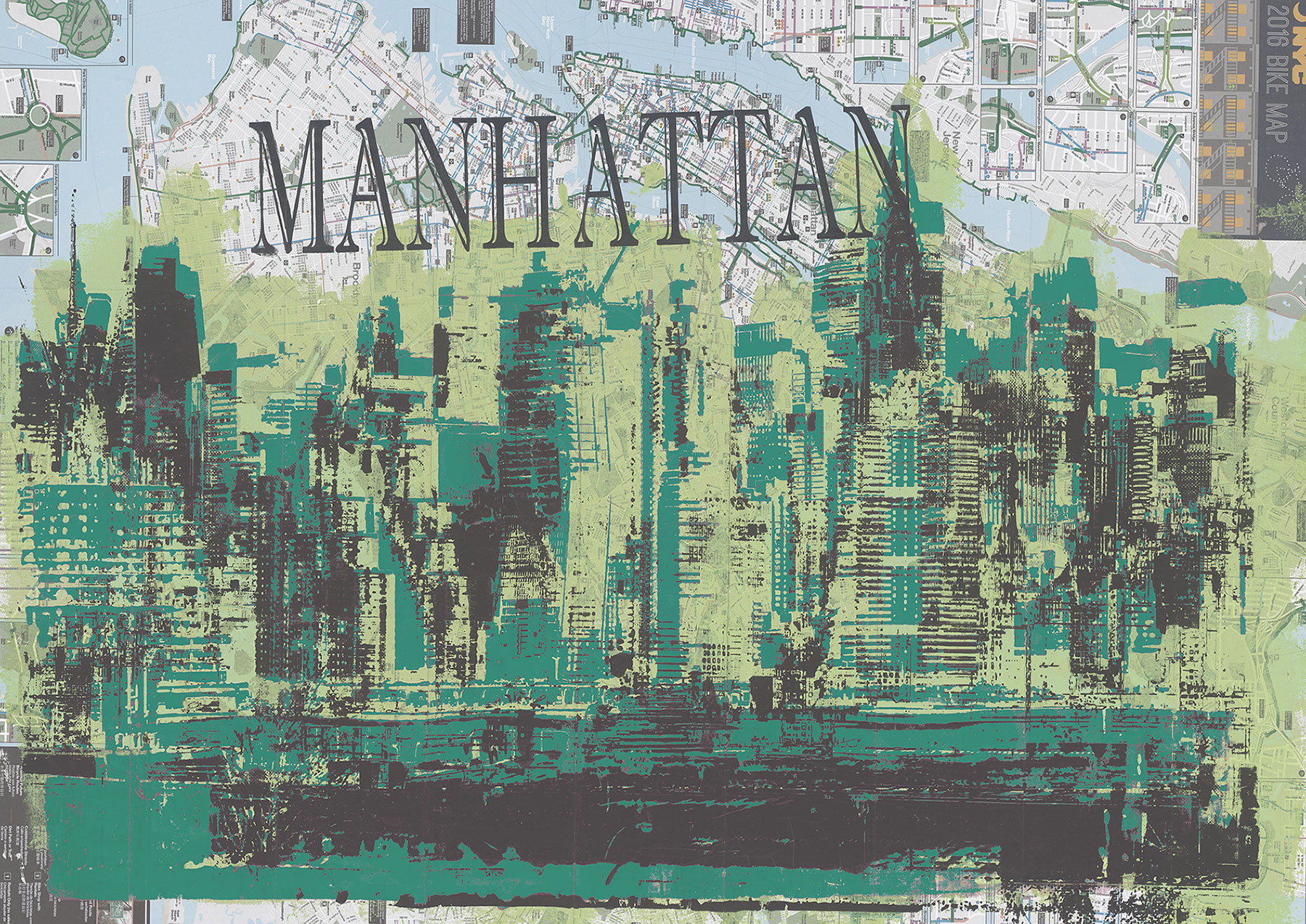 Tapet manhattan, green, tecnografica 