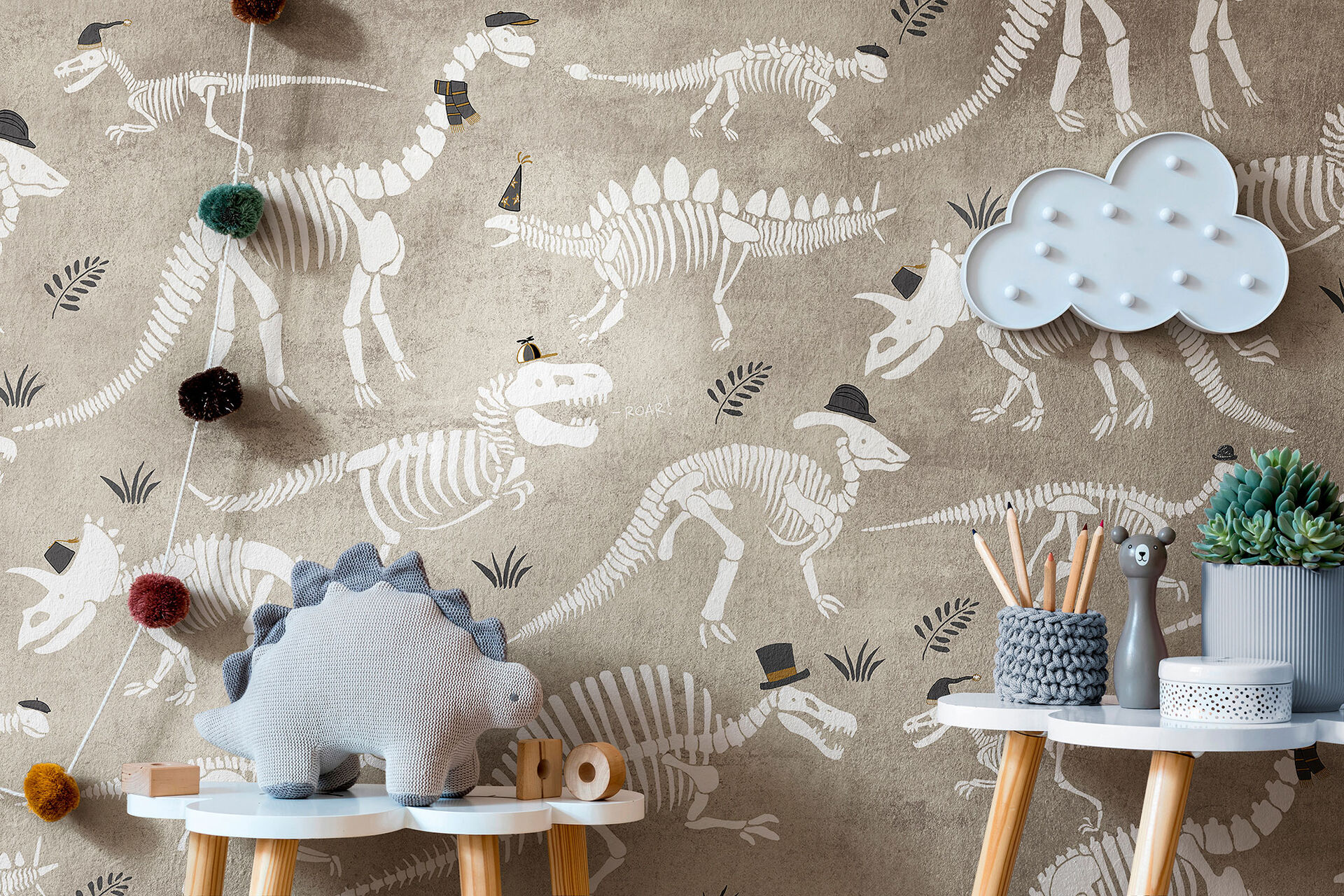 Tapet dino, beige, tecnografica 