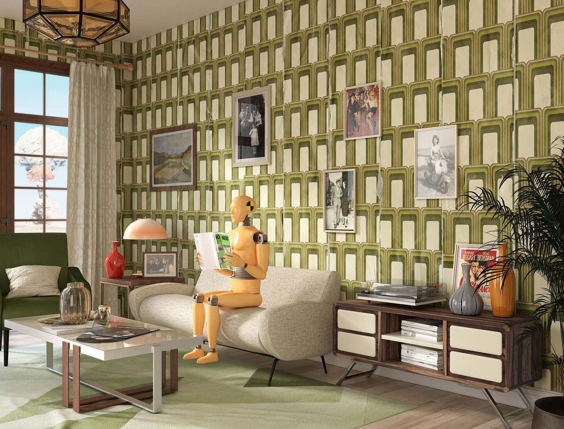 Tapet studio 54, green, tecnografica 