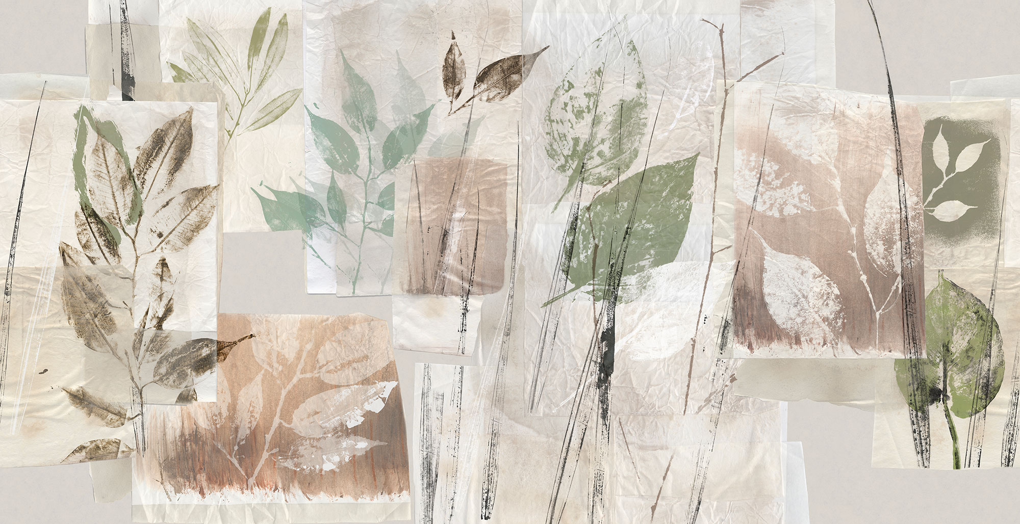 Tapet botanical study, green, tecnografica 