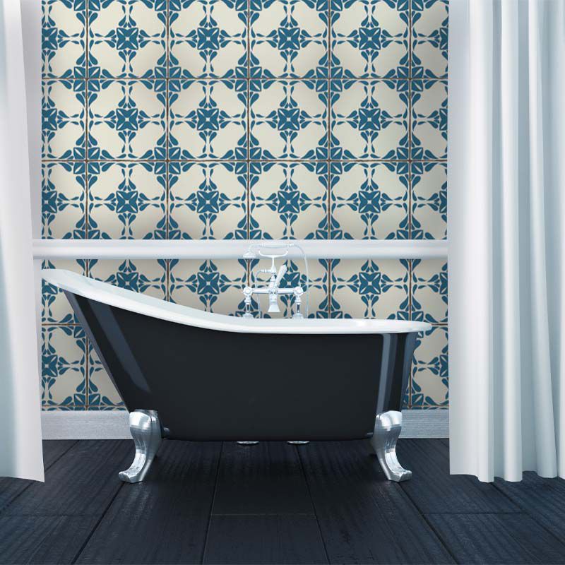 Tapet vintage blue tiles, personalizat, vladila 
