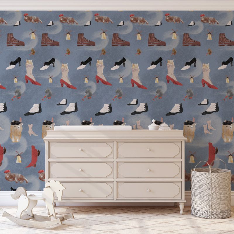 Tapet le maÎtre chat light blue, personalizat, vladila 