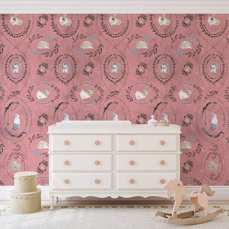 Tapet hare medallion pink, personalizat, vladila 