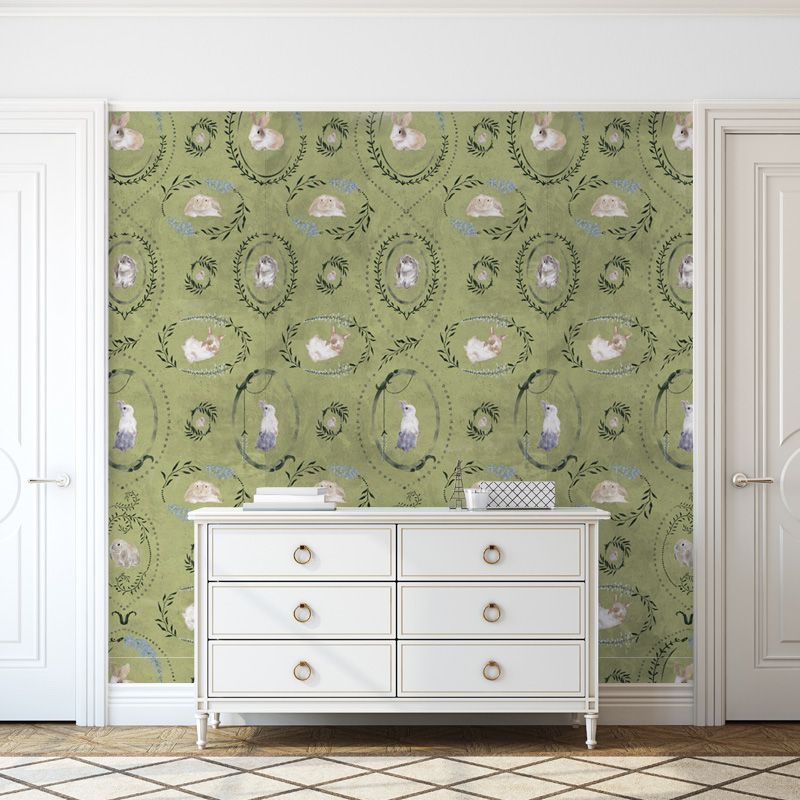 Tapet hare medallion green, personalizat, vladila 