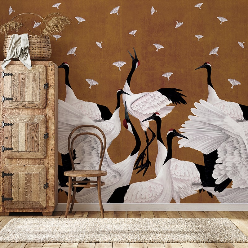Tapet grus japonesis in ochre, personalizat, vladila 