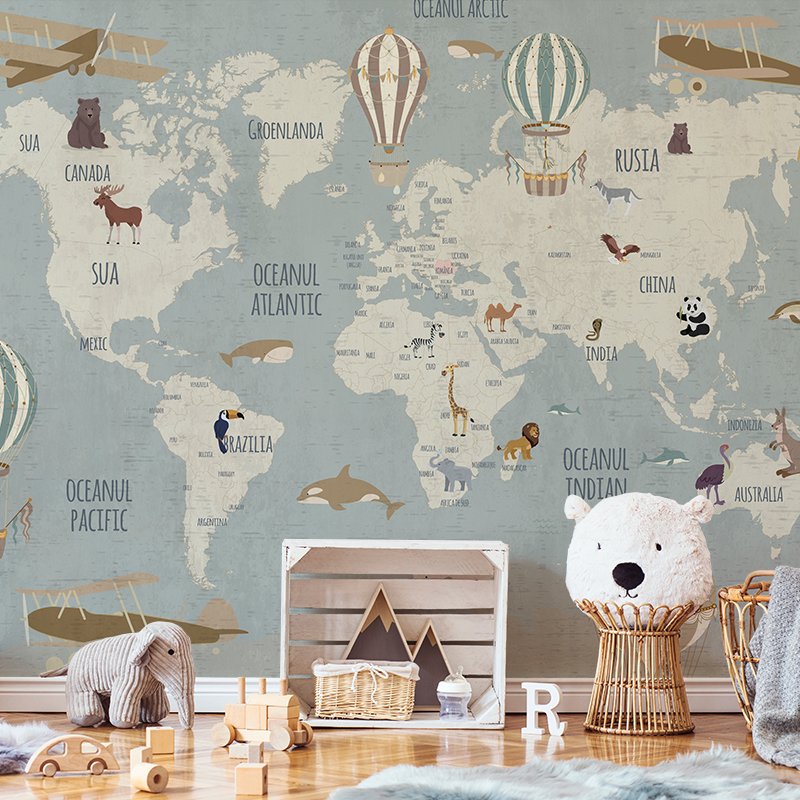 Tapet vintage travel map, personalizat, vladila 