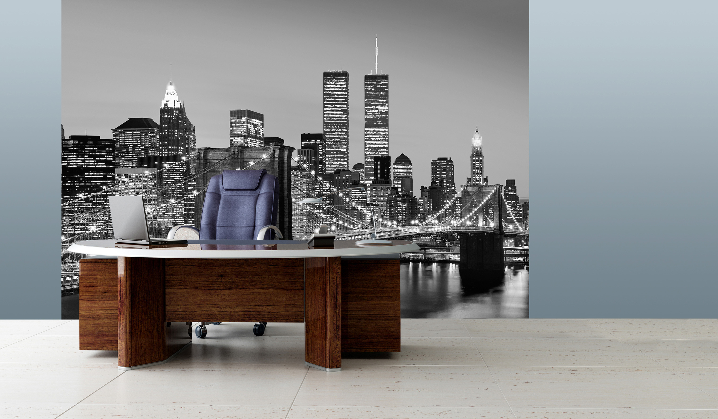 Foto tapet 3d manhattan peisaj at night sw, wizard&genius, 8 segmente, 366 x 254cm 