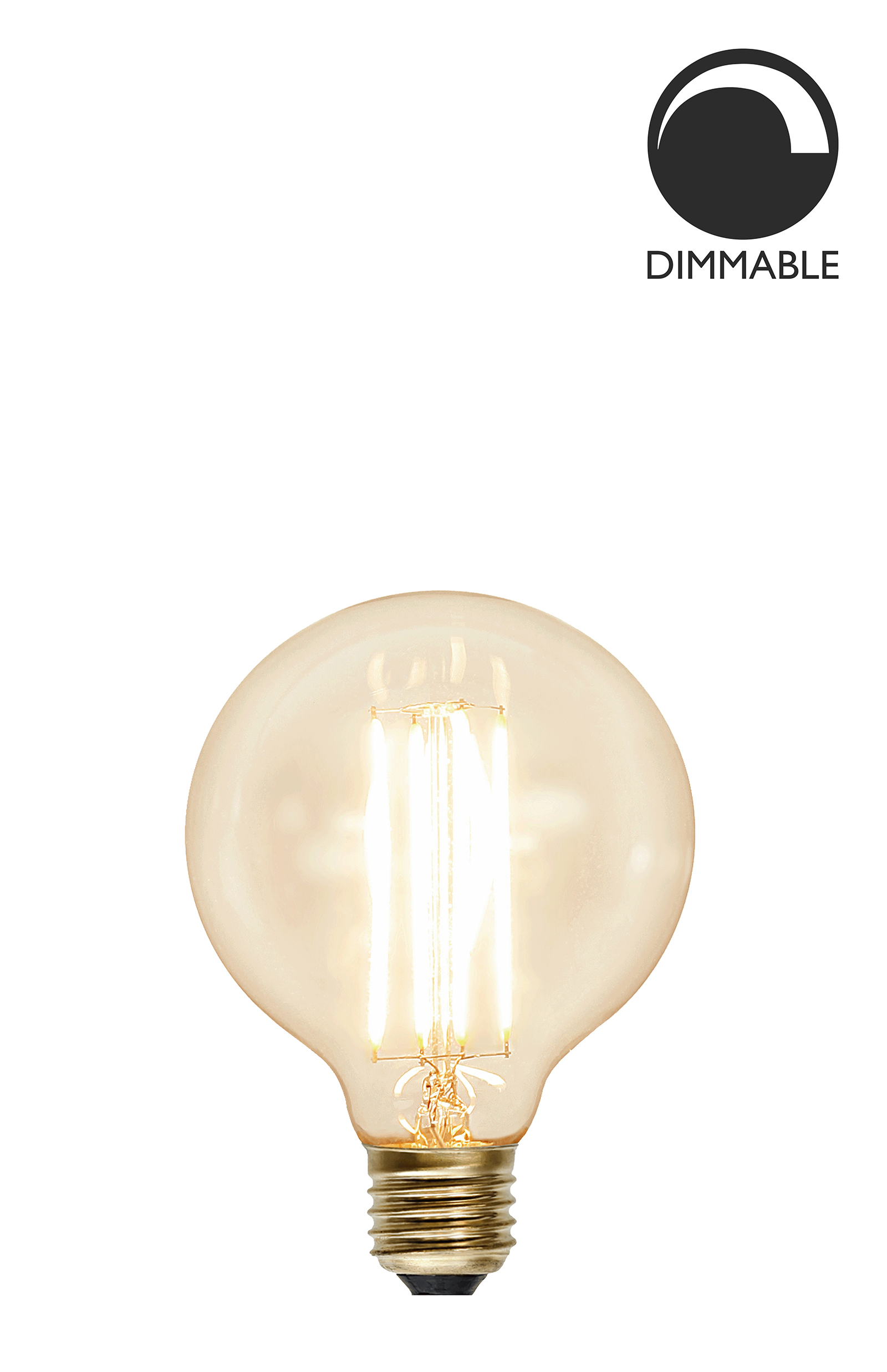 Bec LED filament dimabil L180, E27, 9.5cm, lumină caldă Globen