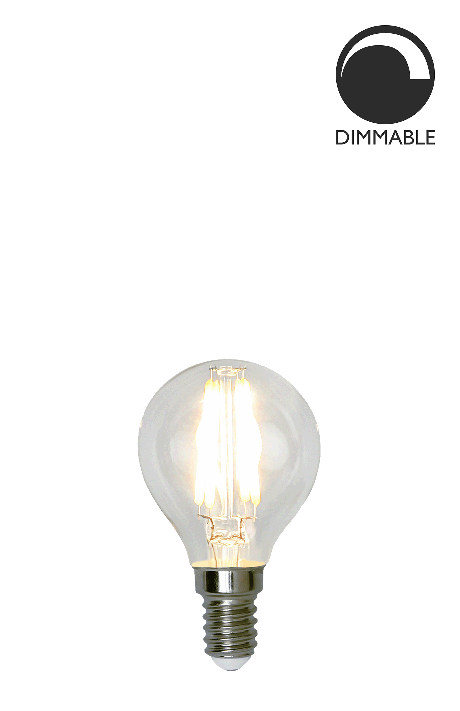 Bec LED filament dimabil L175, E14, 4.5cm, lumină caldă Globen