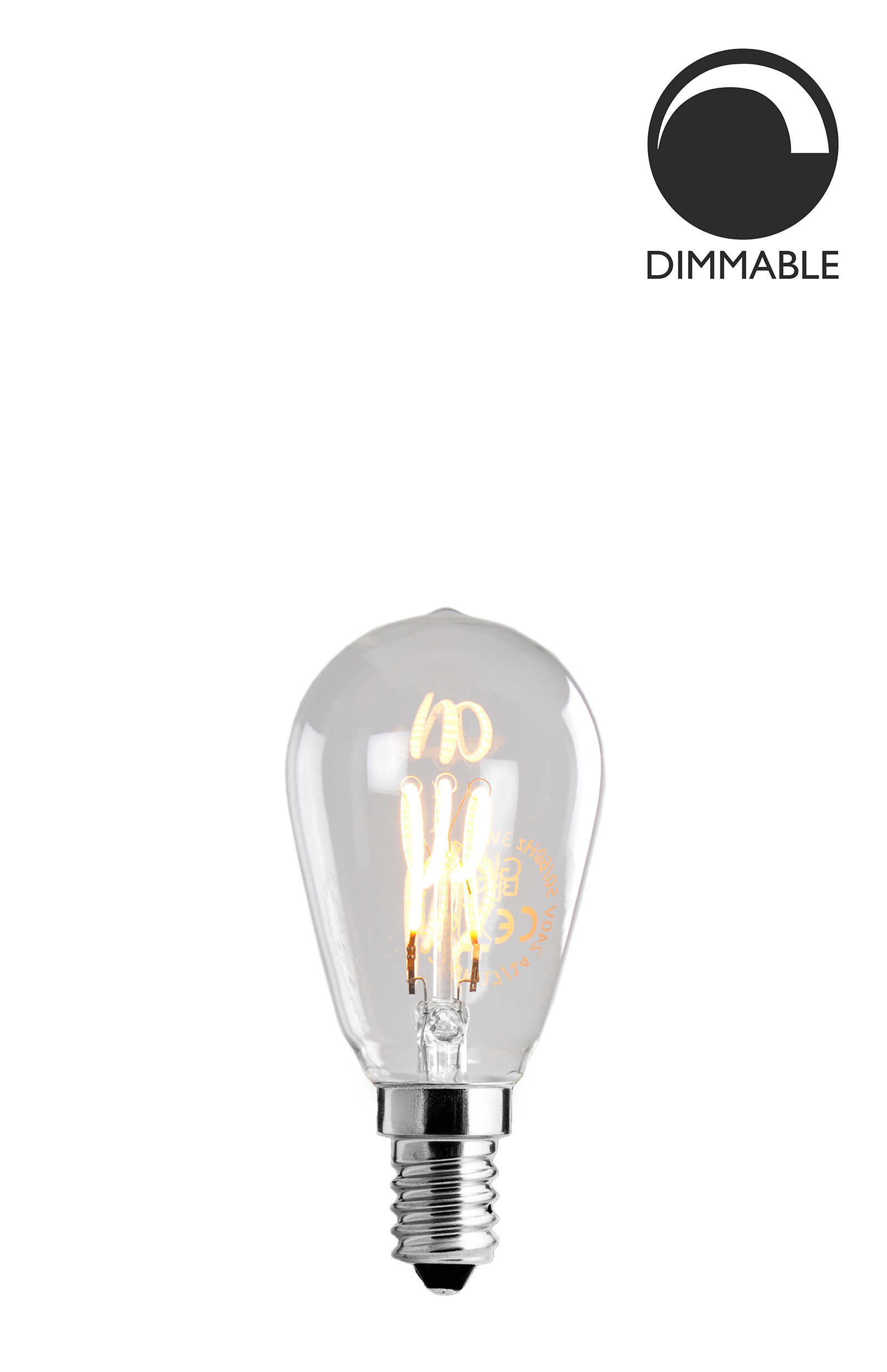 Bec LED filament dimabil L201, E14, 3.8cm, lumină caldă