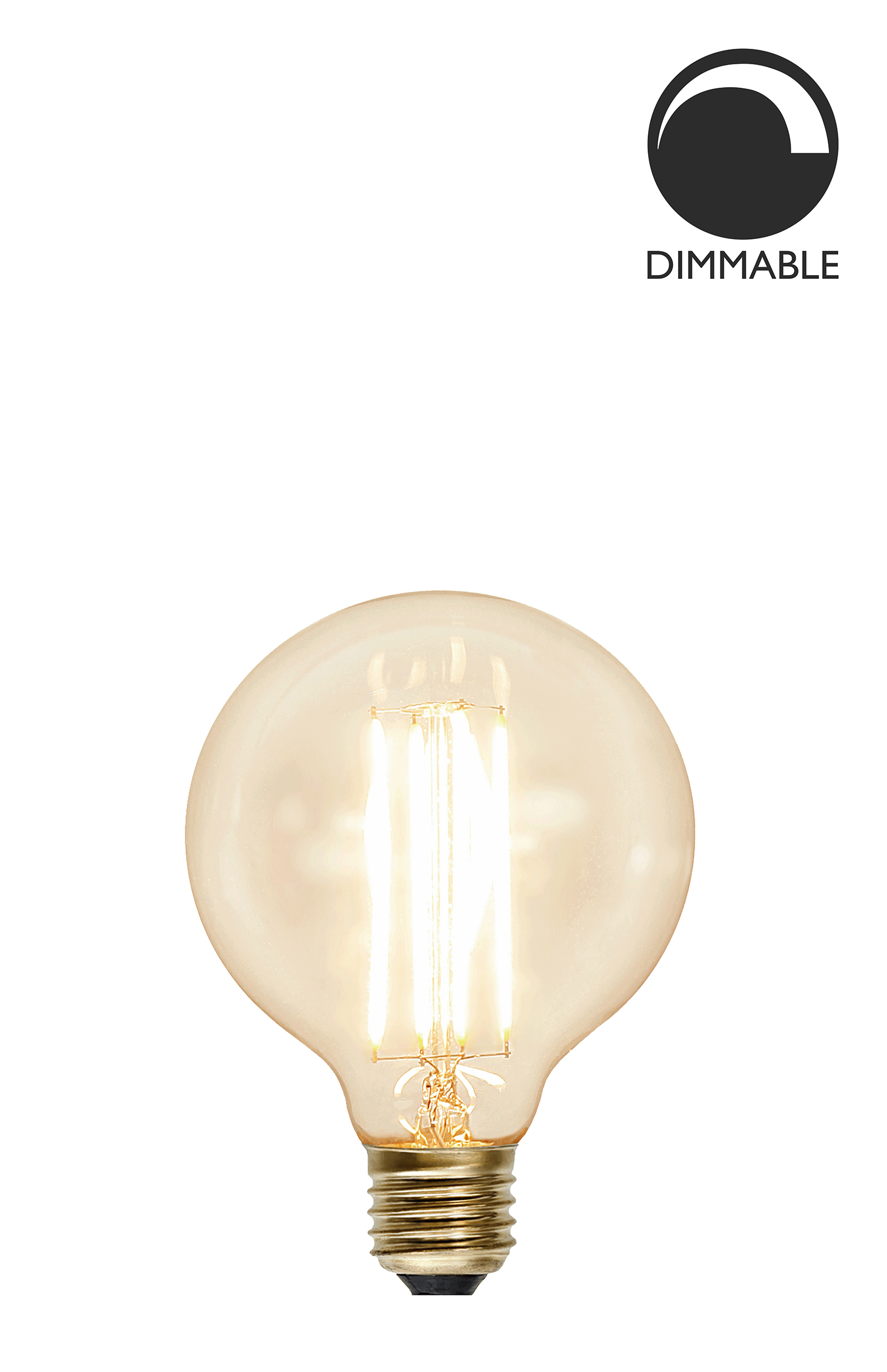 Bec LED filament dimabil L180, E27, 9.5cm, lumină caldă 