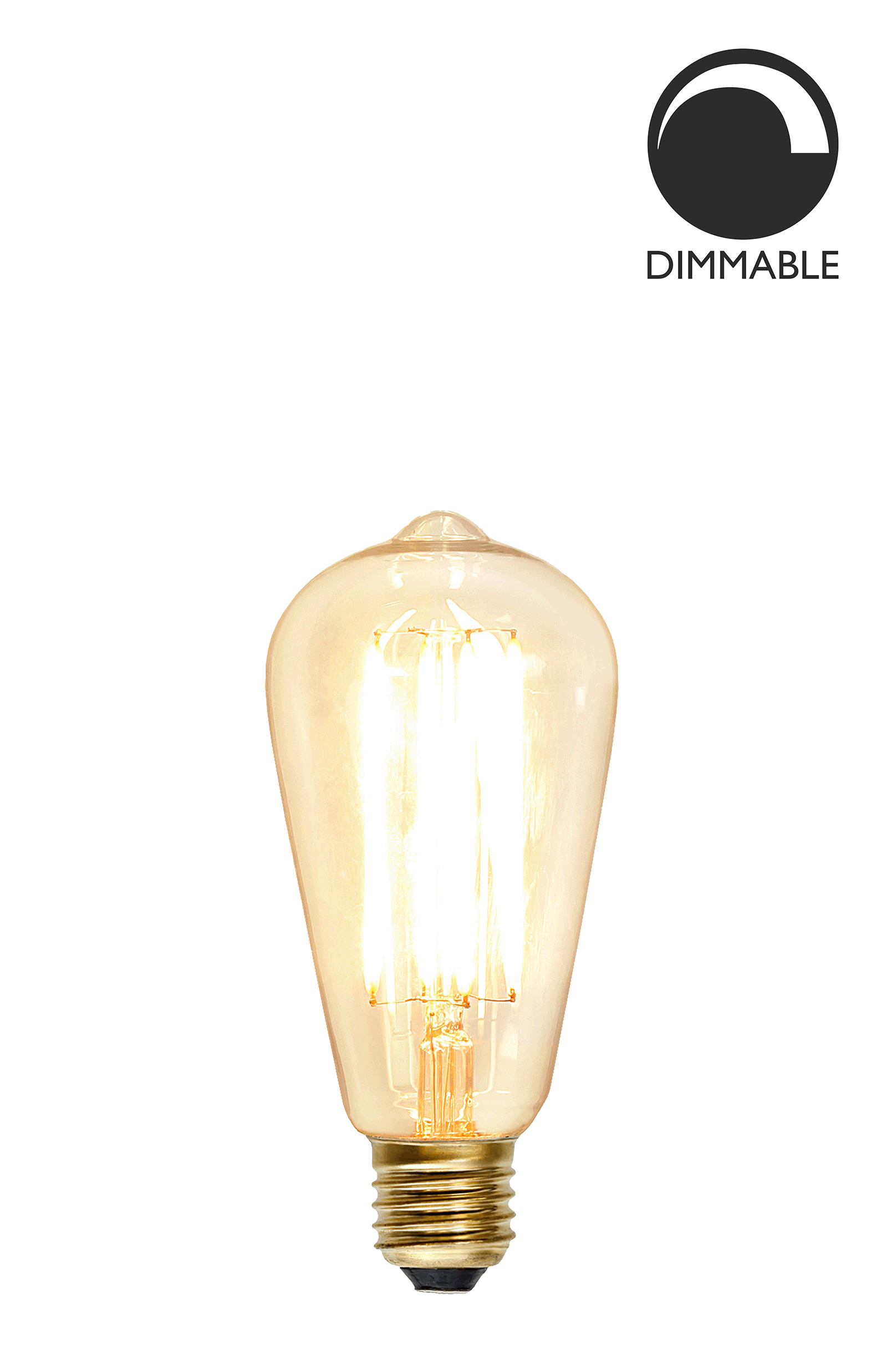 Bec LED filament dimabil L182, E27, 6.4cm, lumină caldă 