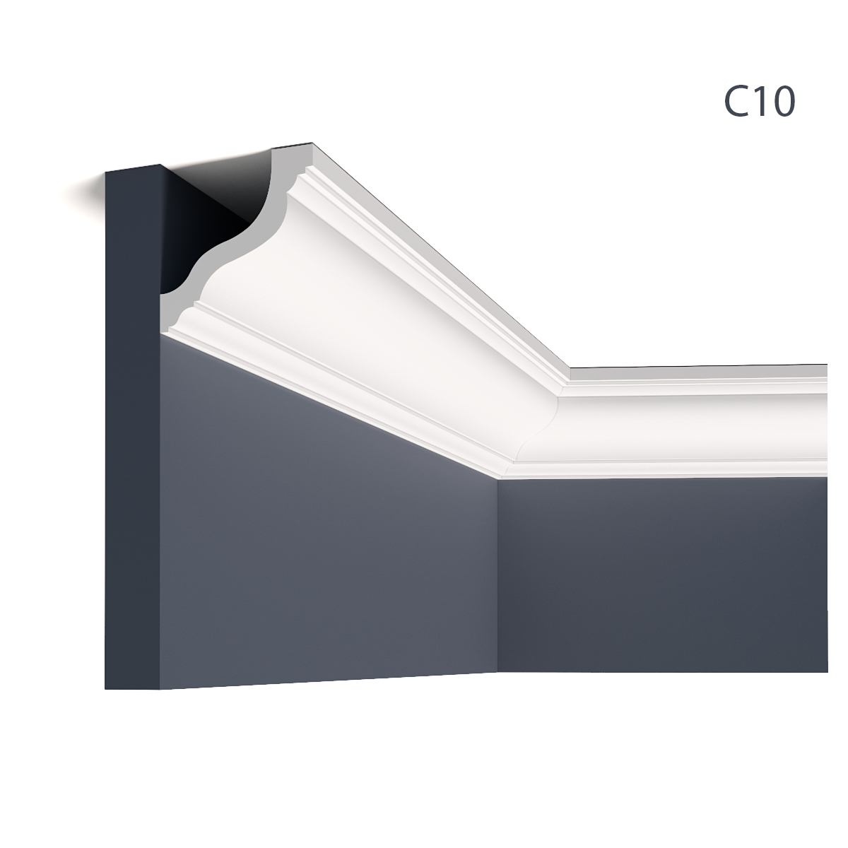 Cornisa decorativa din polimer rigid c10 - 7.8x7.8x200 cm, manavi 