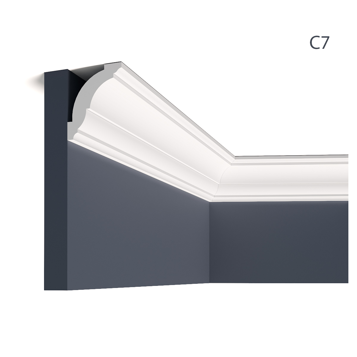 Cornisa decorativa din polimer rigid c7 - 7.8x6.6x200 cm, manavi 