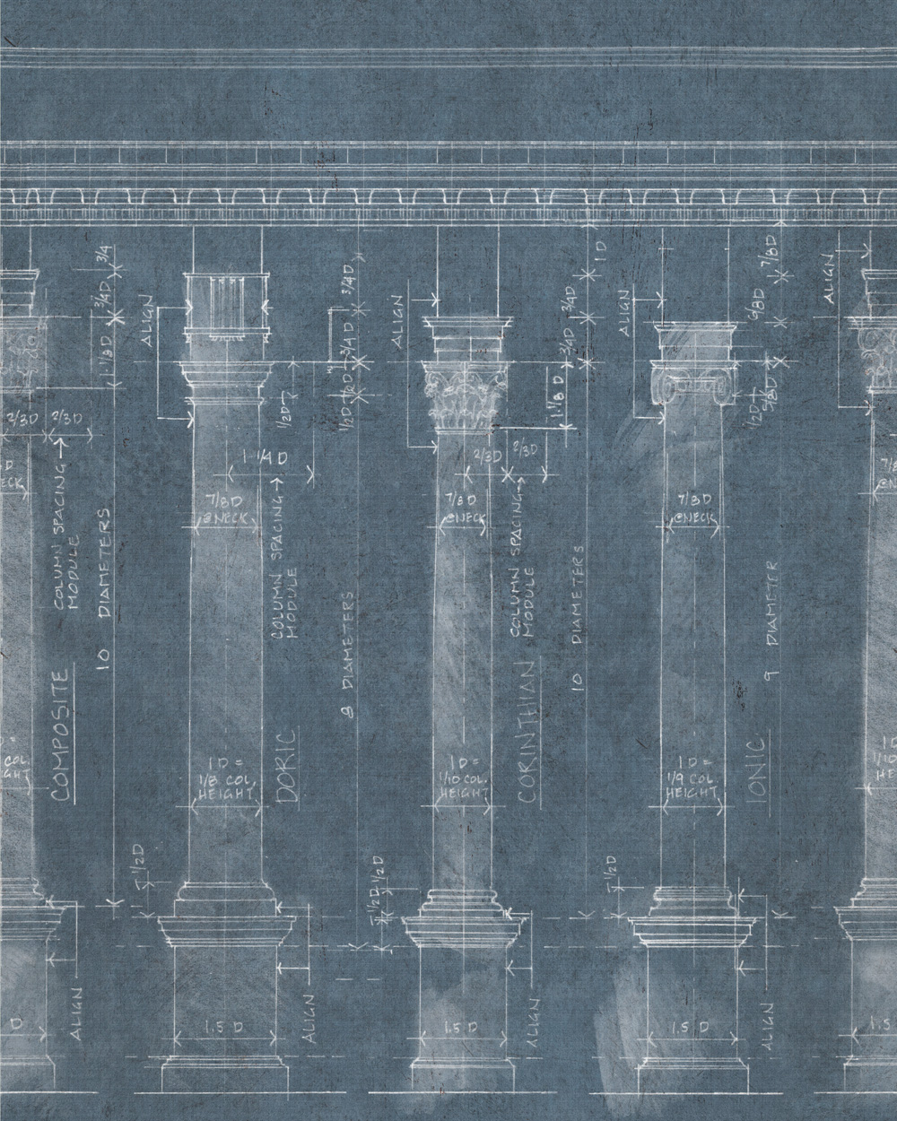 Tapet designer The Architect Colonnade Blue, MINDTHEGAP