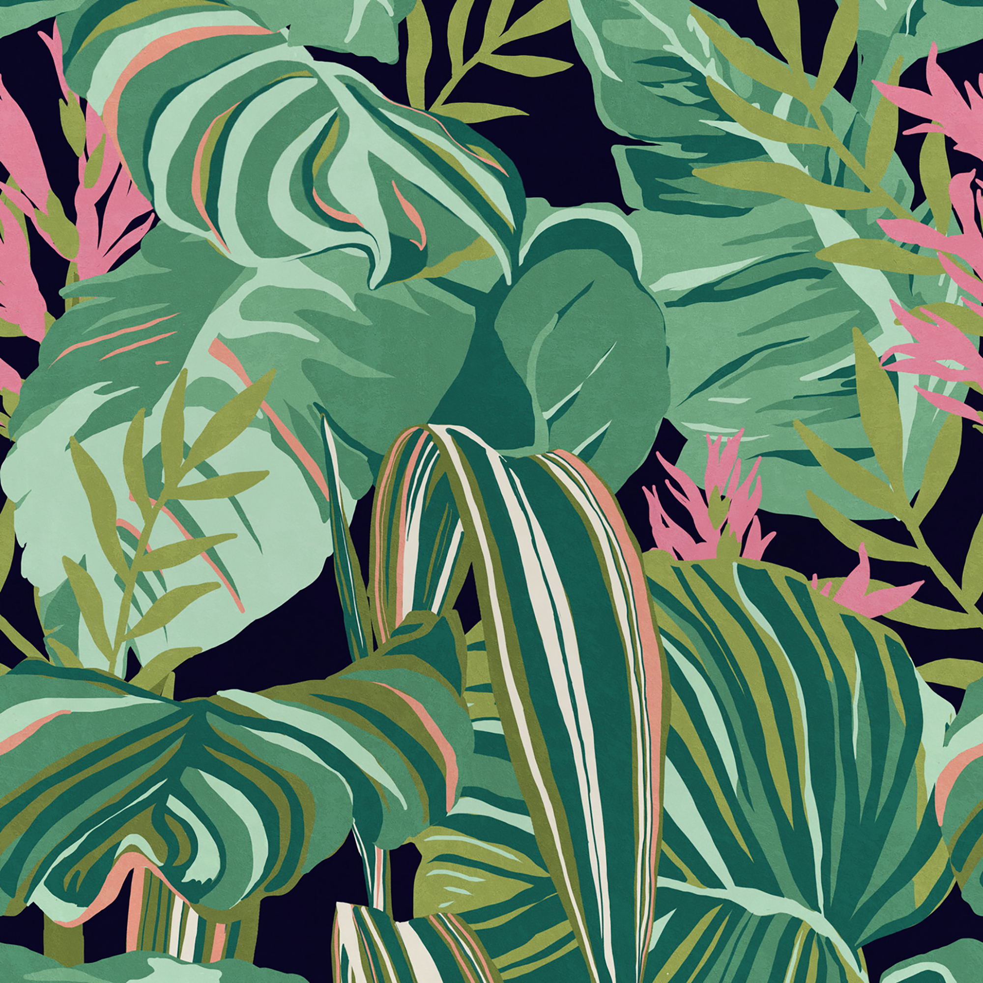 Tapet designer tropical foliage anthracite, mindthegap 