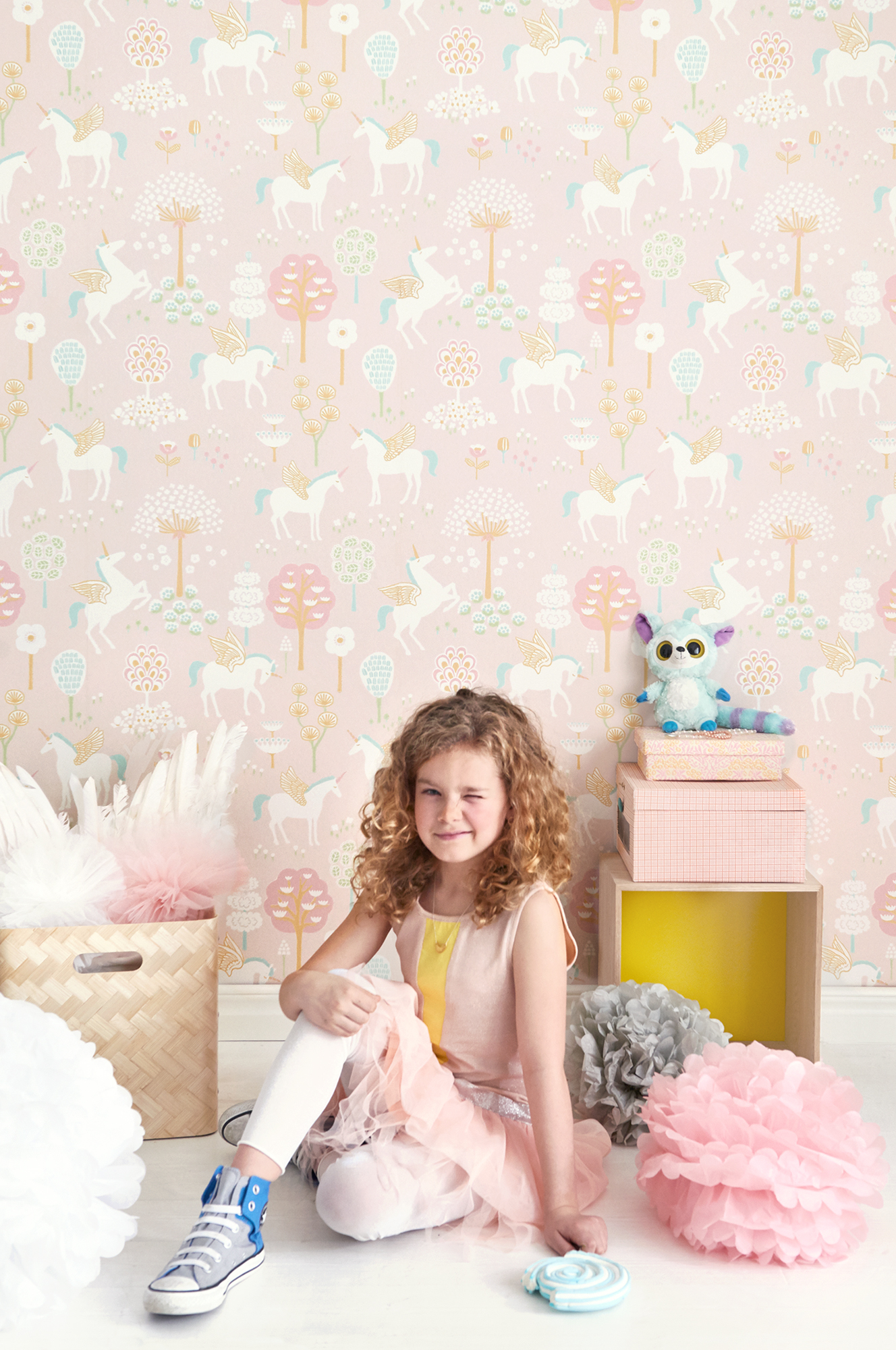 Tapet true unicorns, pink, majvillan 