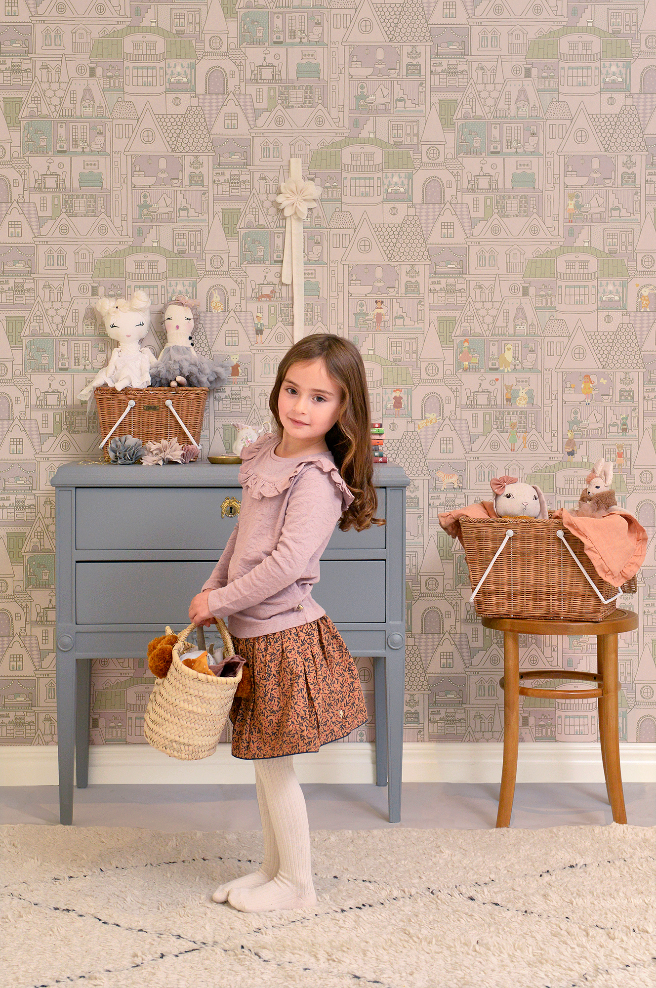 Tapet dollhouse, soft lilac, majvillan 