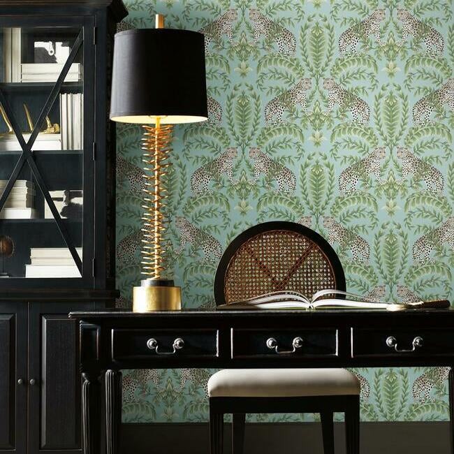 Tapet Jungle Leopard, turcoaz, York Wallcoverings, 5.6mp / rola