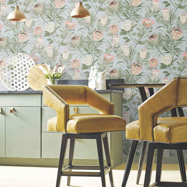 Tapet Protea, Albastru/Coral, York Wallcoverings, 5.6mp / rola