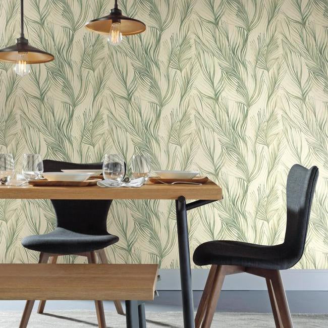 Tapet peaceful plume, verde/auriu, york wallcoverings, 5.6mp / rola 