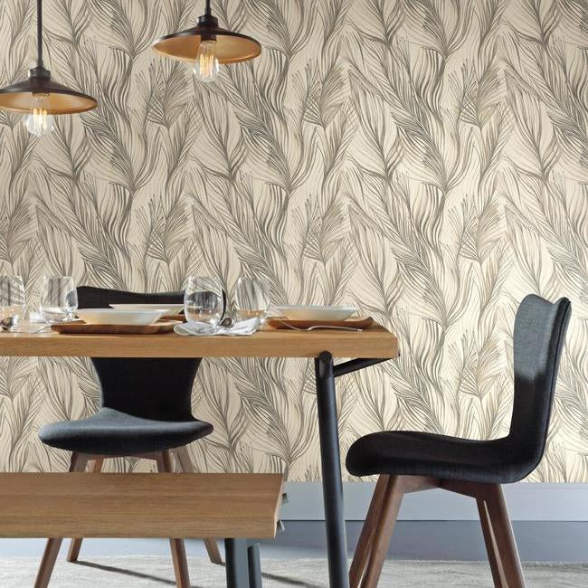 Tapet Peaceful Plume, Carbune/Auriu, York Wallcoverings, 5.6mp / rola