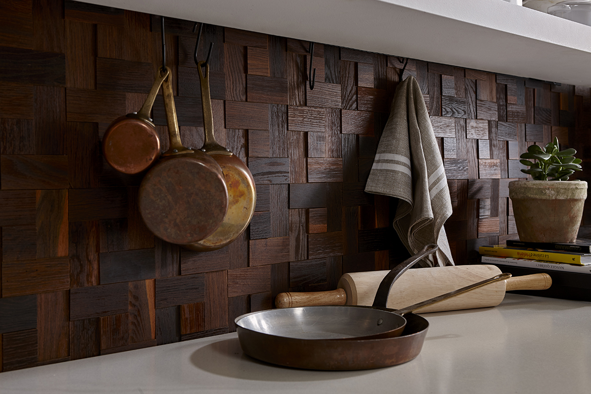 Panouri decorative din lemn mosaic - basketweave oak brown - 4 plăci 