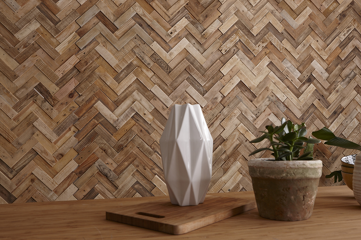 Panouri decorative din lemn reciclat Reclaimed – Herringbone -8 plăci 21.5×50.5cm